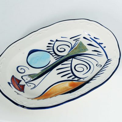 Bandeja cerámica ovalada con rostro pintado